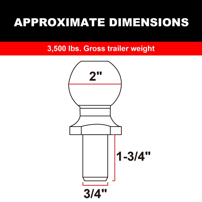 Torin ATRLY2019B Trailer Hitch Ball, 2 Inch Diameter, 1.75 Ton (3,500 lbs), 3/4 x 1-3/4-Inch Shank - Image 5